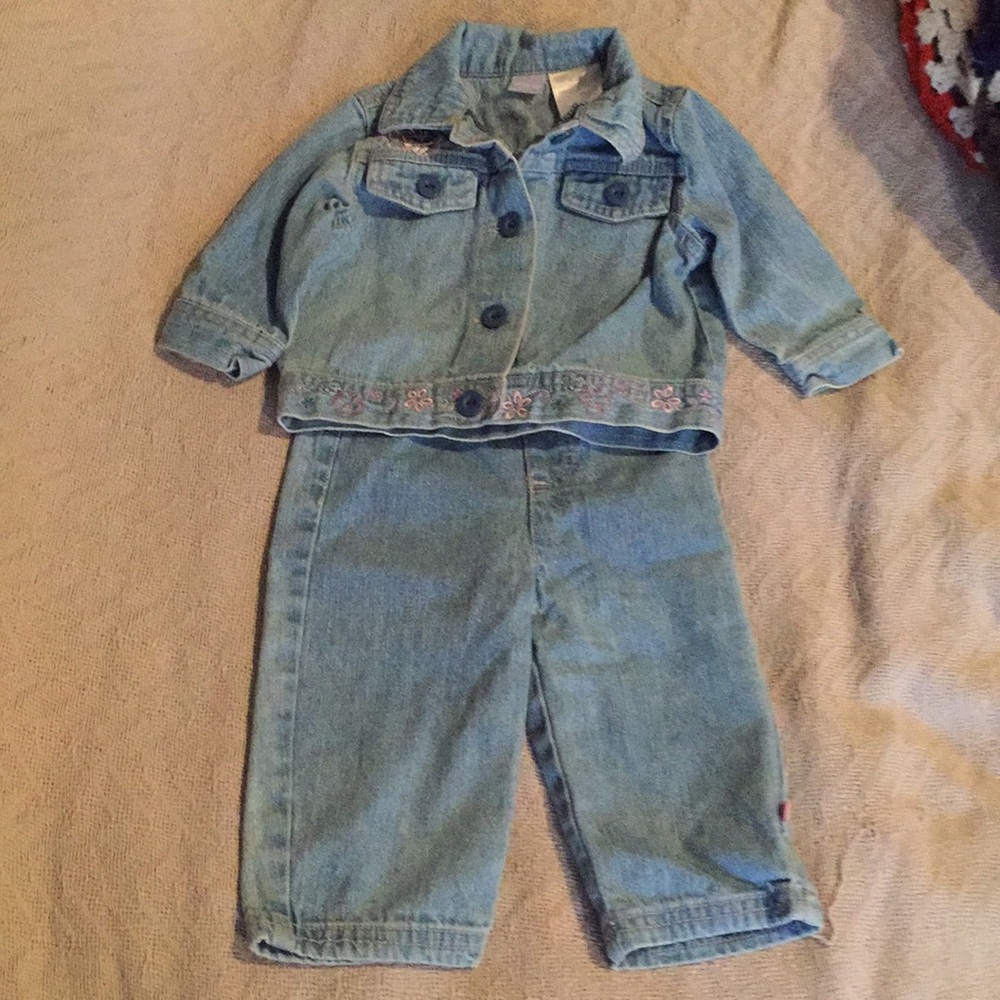 Vintage Disney denim baby pants and jacket